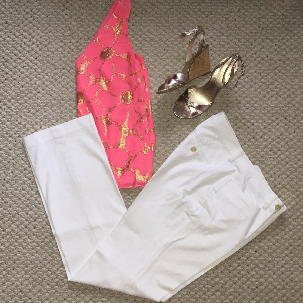 Ralph Lauren Adelle white straight leg pants